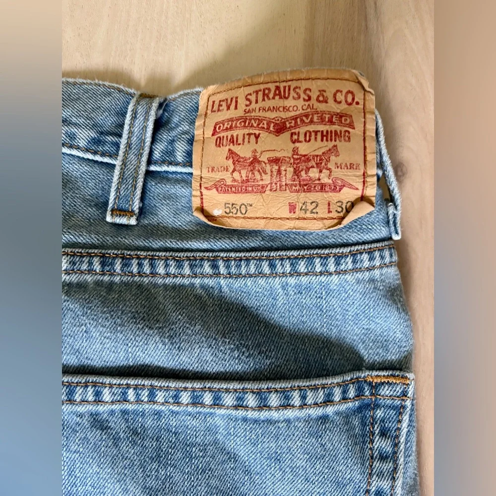 Levi’s Mens 42x30 Jeans 550 Relaxed Fit Tapered Leg Light Wash Y2K 2007 Vintage - Picture 4 of 8